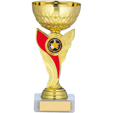 Gold Cup With Red Stem Trophy 17cm