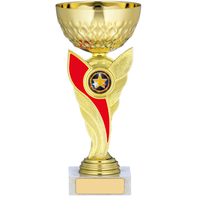 Gold Cup With Red Stem Trophy 19cm