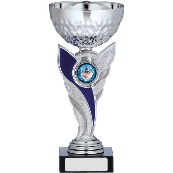Silver Cup  With Blue Stem Trophy 19cm