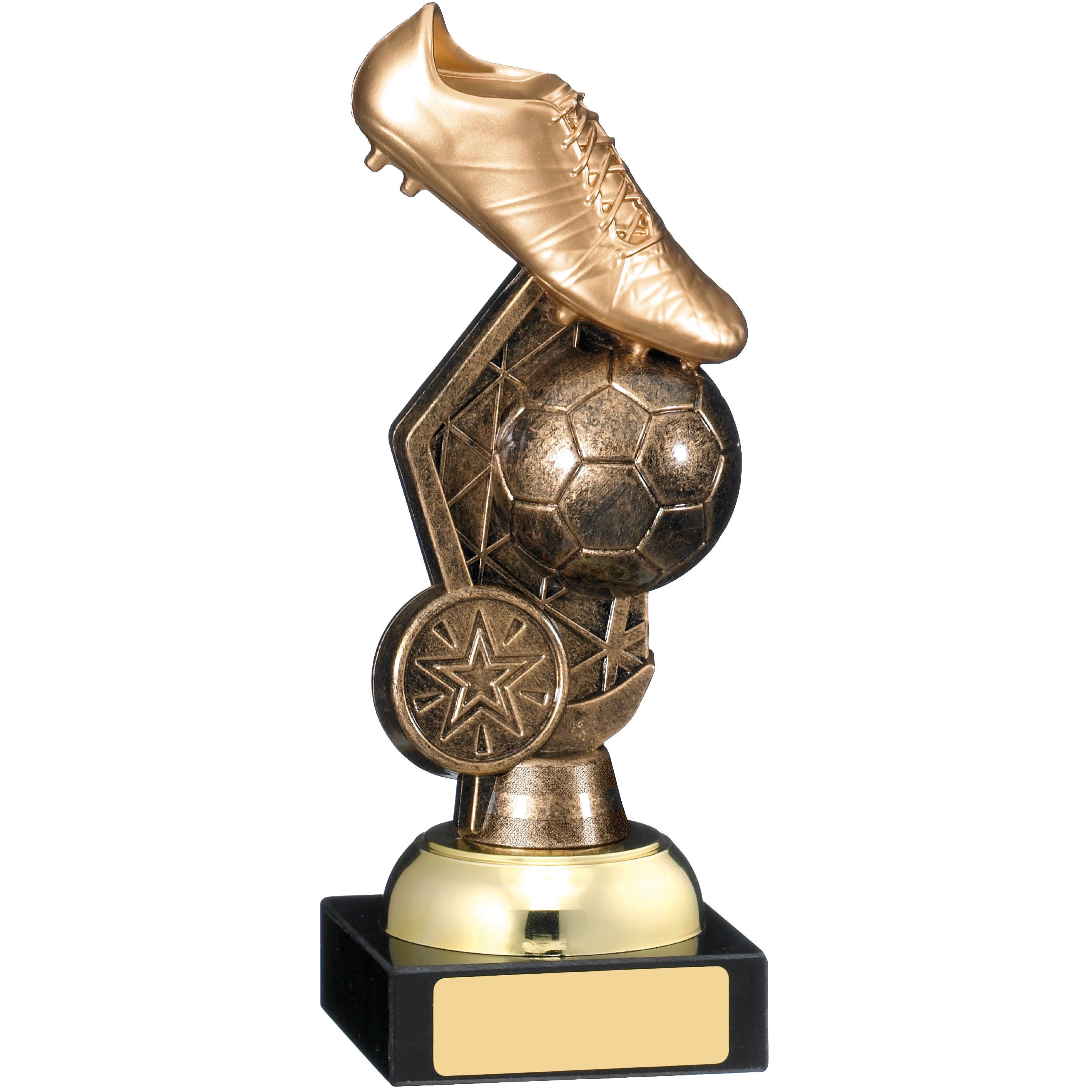Football Boot and Ball Statue Trophy (Gold)