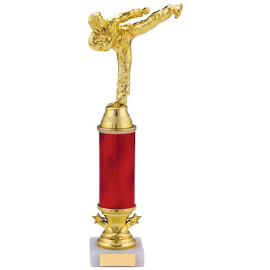 11.5" Gold Karate Red Tube Trophy