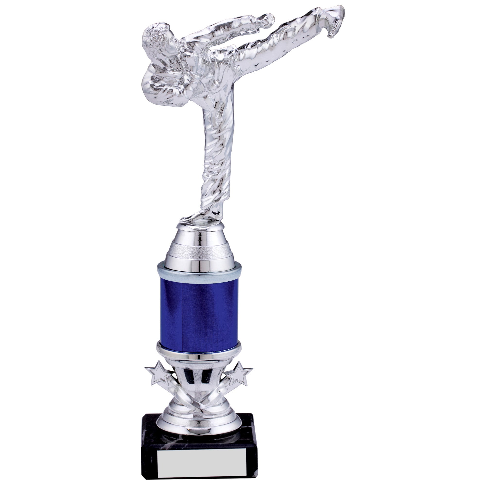 Silver Karate Blue Tube Trophy