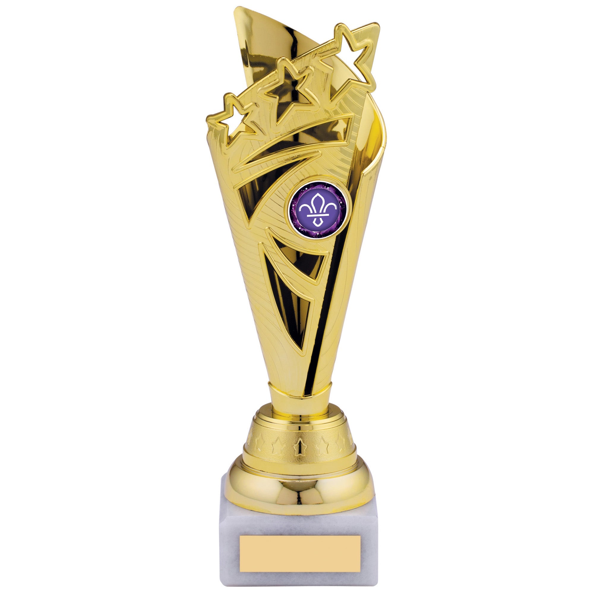 Star Cone Gold Plastic Trophy on White Marble Base