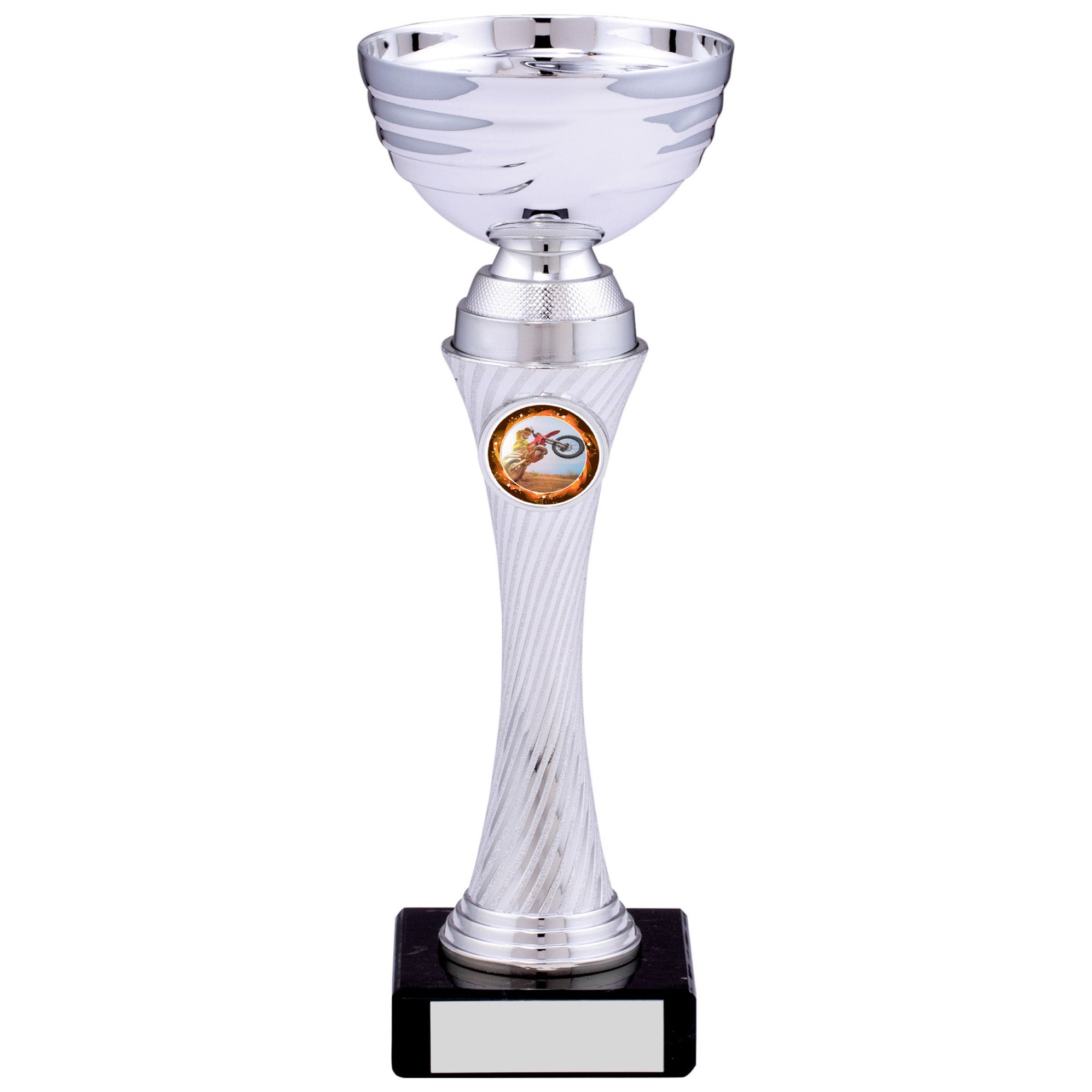 Silver Trophy Cup with Twist Pattern Stem