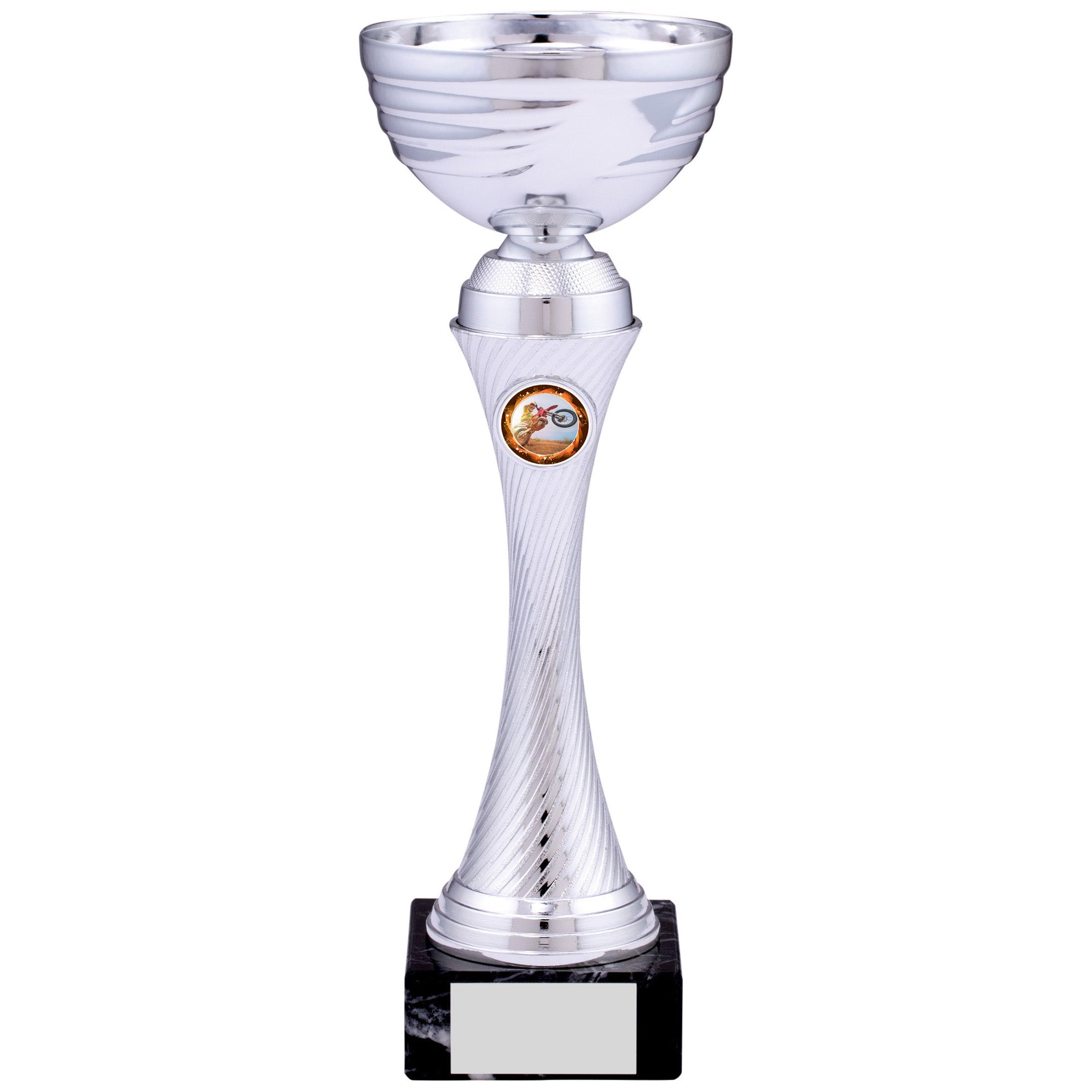 Silver Trophy Cup with Twist Pattern Stem