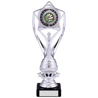10" Silver Champions Star Plastic Trophy on Black Marble Base