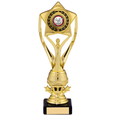 10" Gold Champions Star Plastic Trophy on Black Marble Base