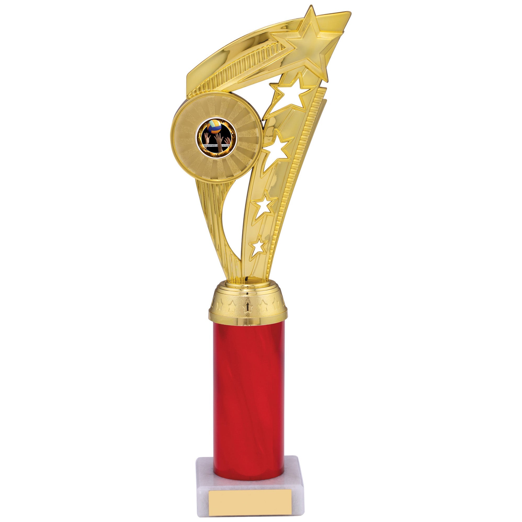 Gold and Red Plastic Fin Trophy on Marble Base