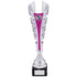 Silver and Pink Futuristic Plastic Trophy Cup on Marble Base