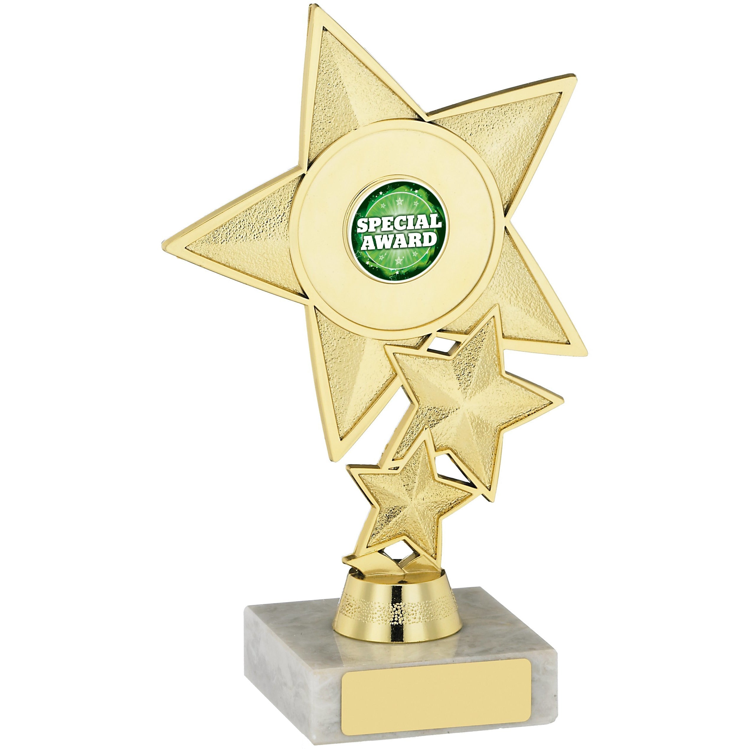 Gold Plastic Tri-Star Trophy on Marble Base