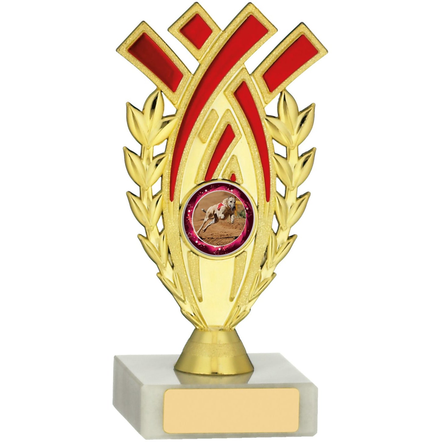 Gold And Red Wreath Recognition Award on Marble Base