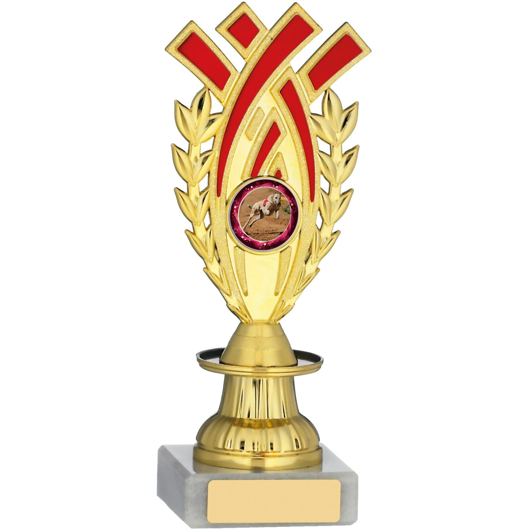 Gold And Red Wreath Recognition Award on Marble Base