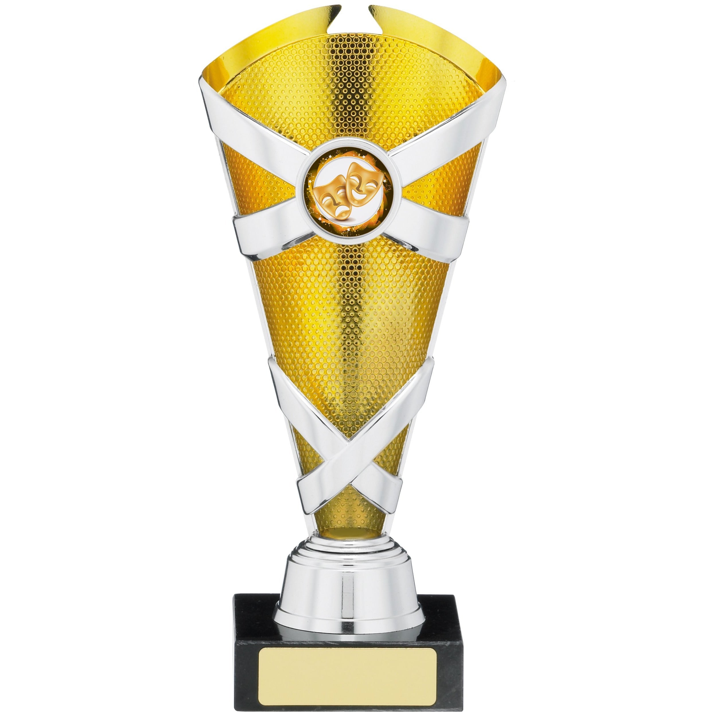 Criss Cross Plastic Trophy Cup - Gold and Silver