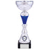 Silver Trophy Cup with Blue Stem on Marble Base