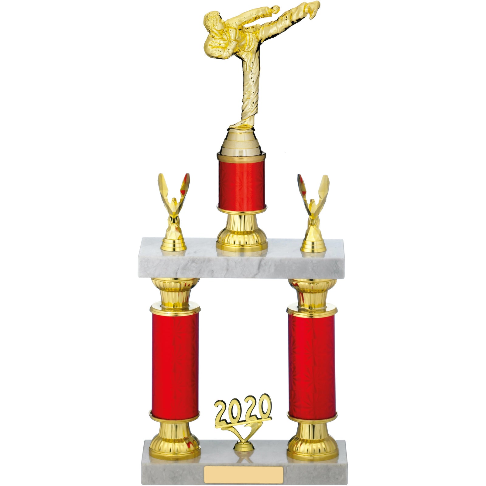 Karate Tube Trophy with Tiered Marble Base