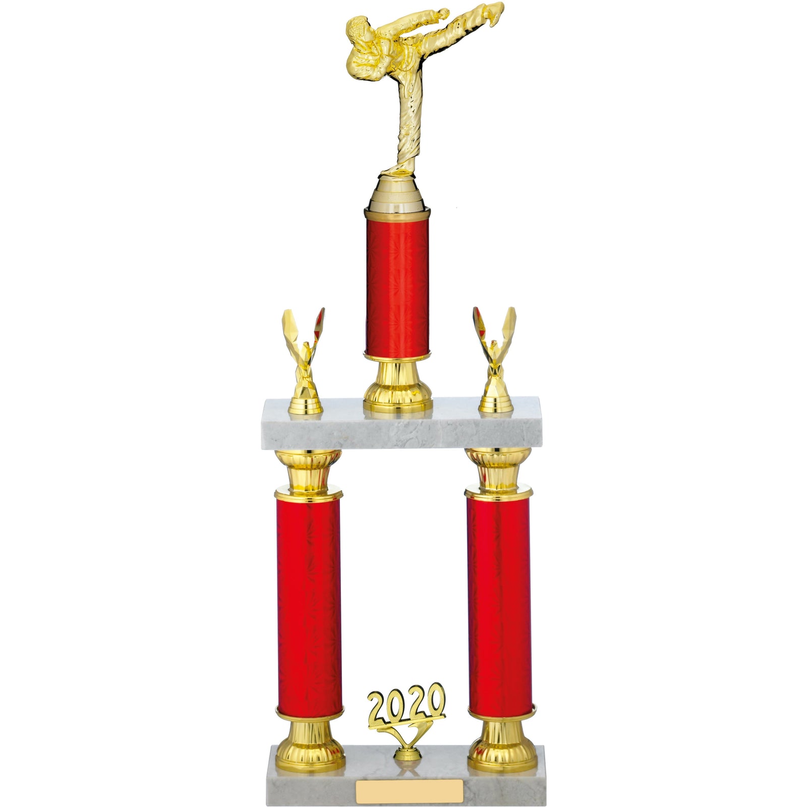 Karate Tube Trophy with Tiered Marble Base