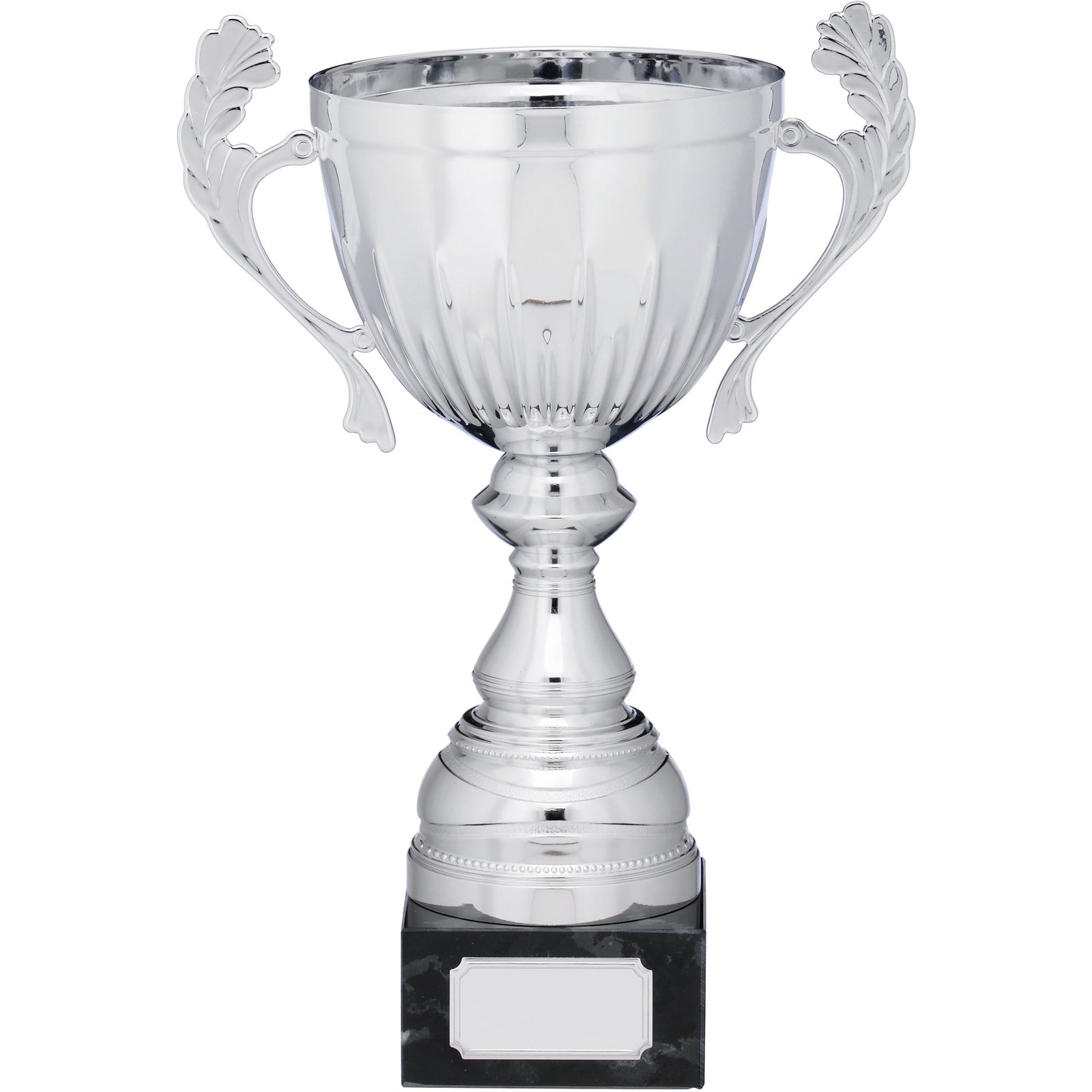 Silver Metal Cup Trophy with Handles on Marble Base