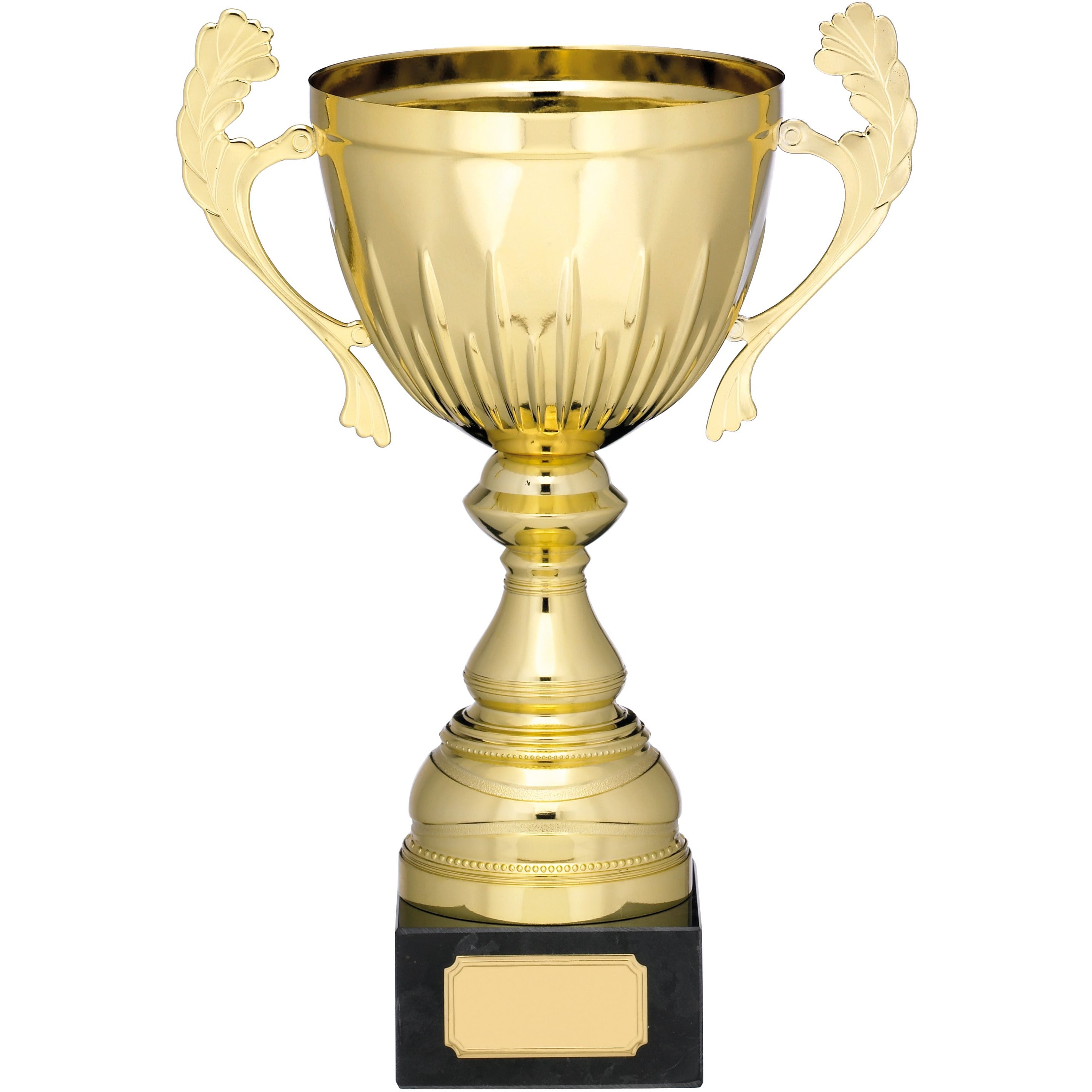 Gold Metal Cup Trophy with Handles on Marble Base