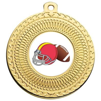 American Football Gold Swirl 50mm Medal