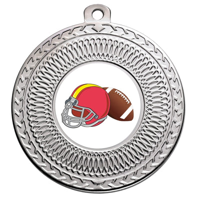 American Football Silver Swirl 50mm Medal