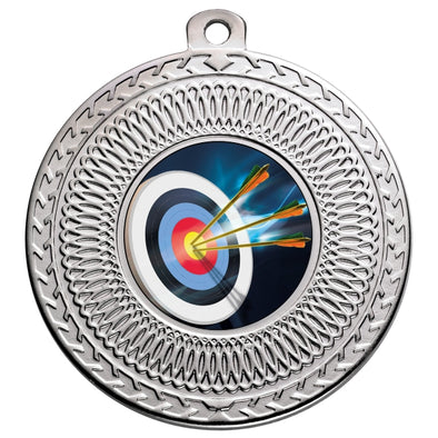 Archery Silver Swirl 50mm Medal
