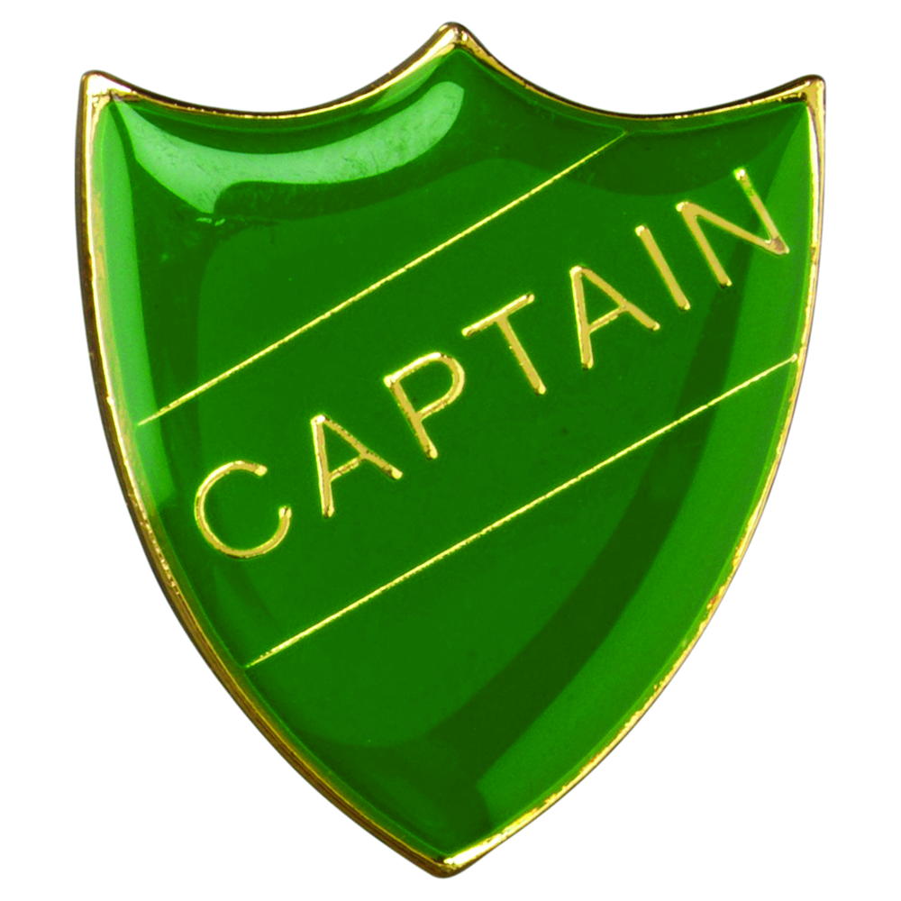 School Shield Badge (Captain) - Green 1.25in