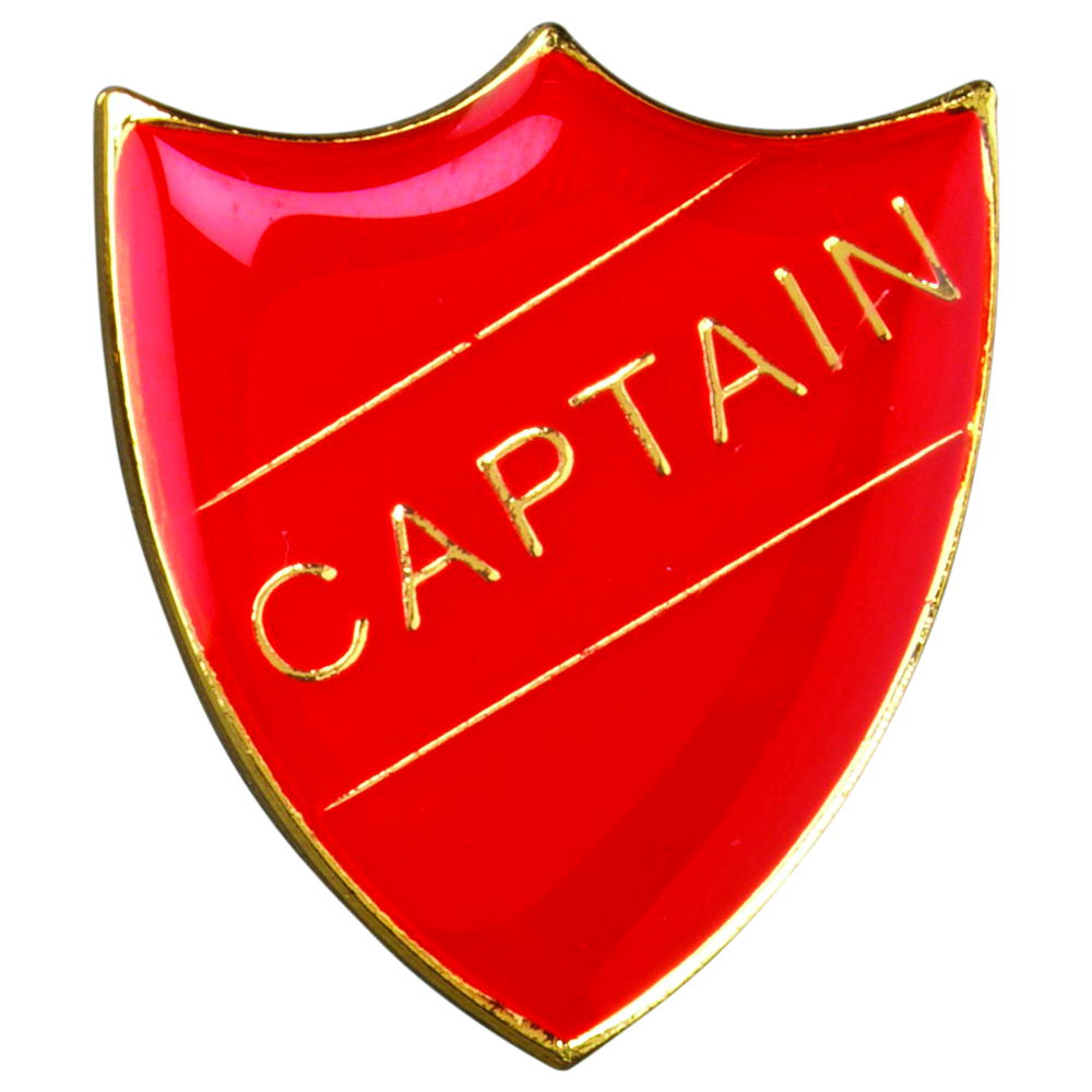 School Shield Badge (Captain) - Red 1.25in
