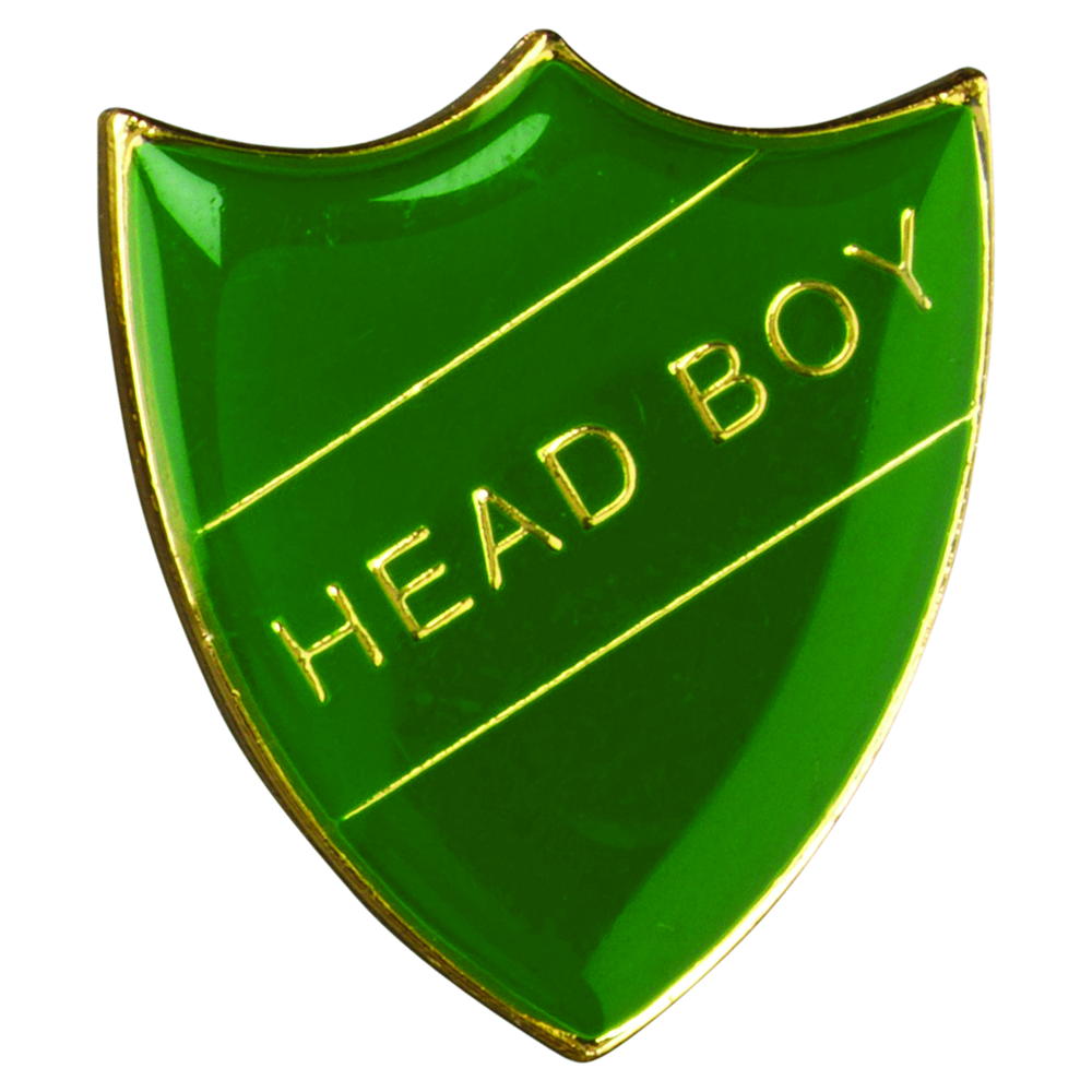 School Shield Badge (Head Boy) - Green 1.25in