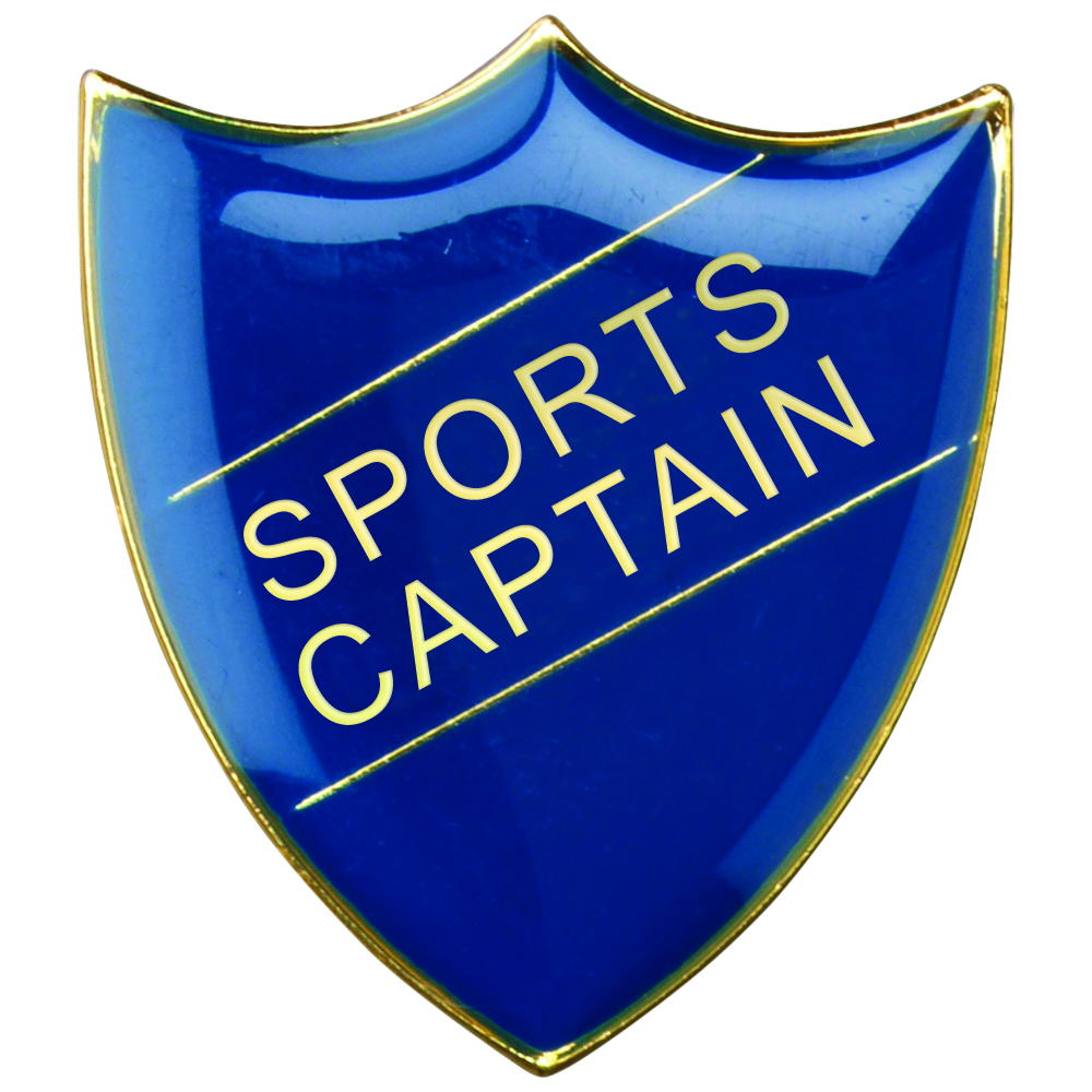 School Shield Badge (Sports Captain) - Blue 1.25in
