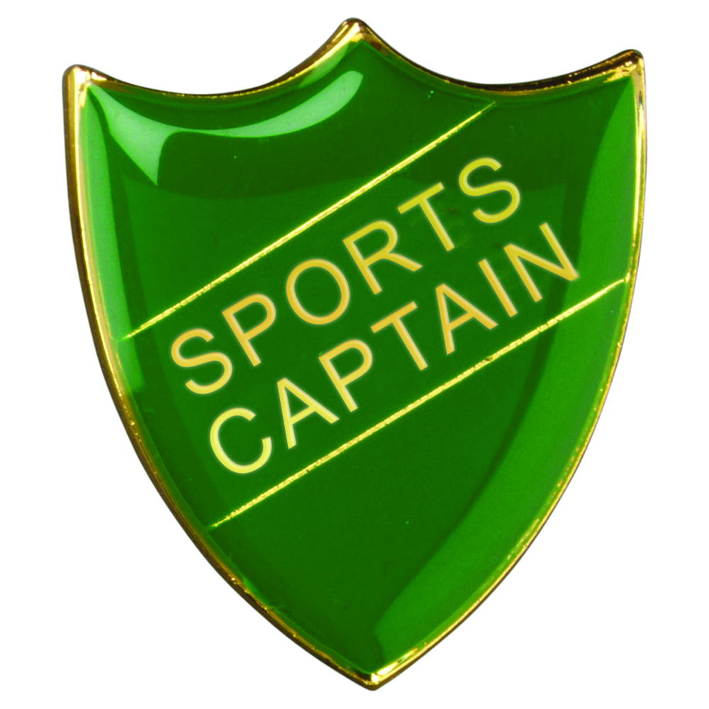 School Shield Badge (Sports Captain) - Green 1.25in
