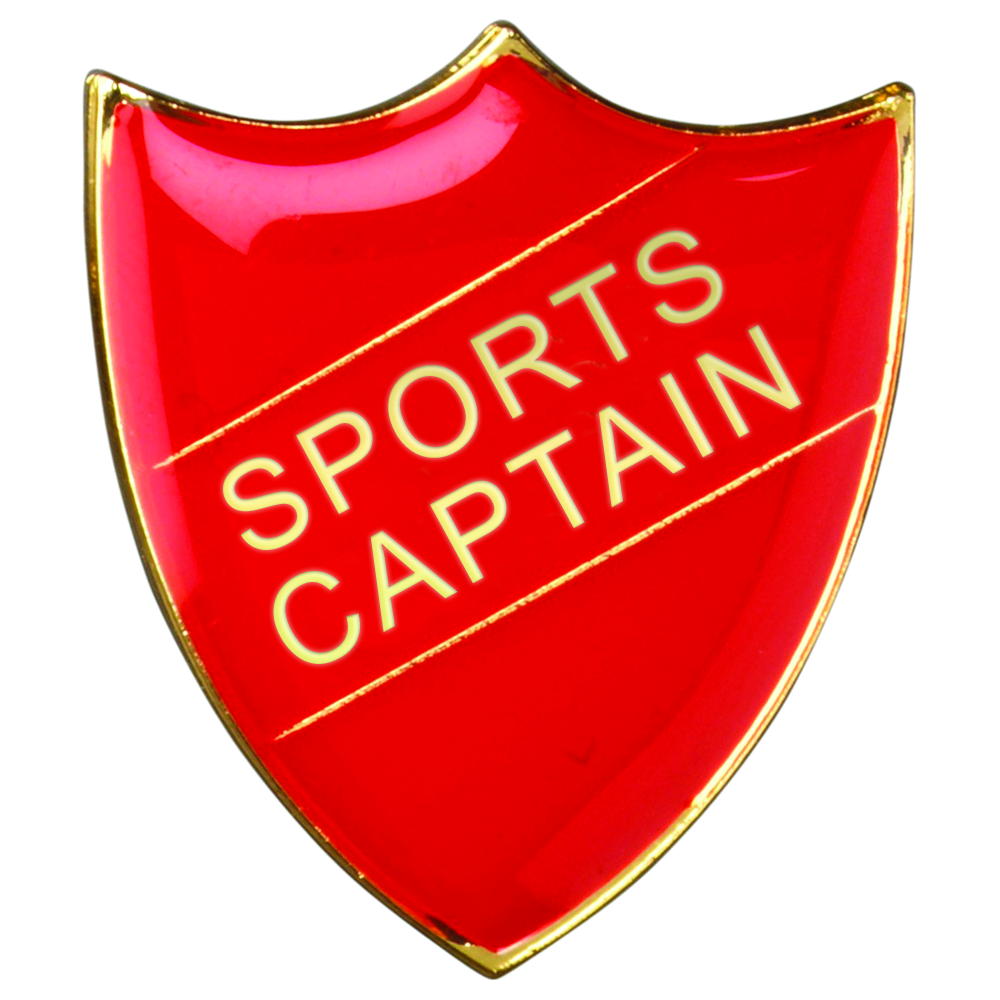 School Shield Badge (Sports Captain) - Red 1.25in