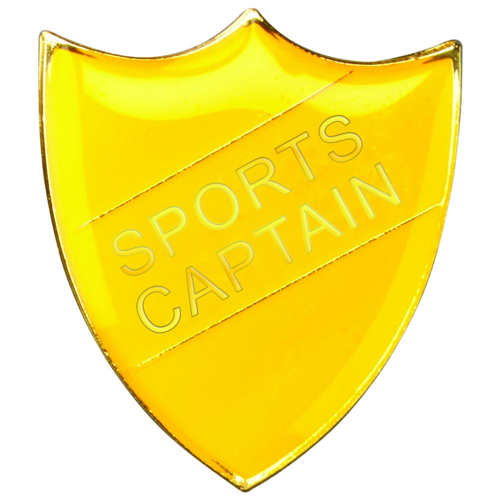 School Shield Badge (Sports Captain) - Yellow 1.25in