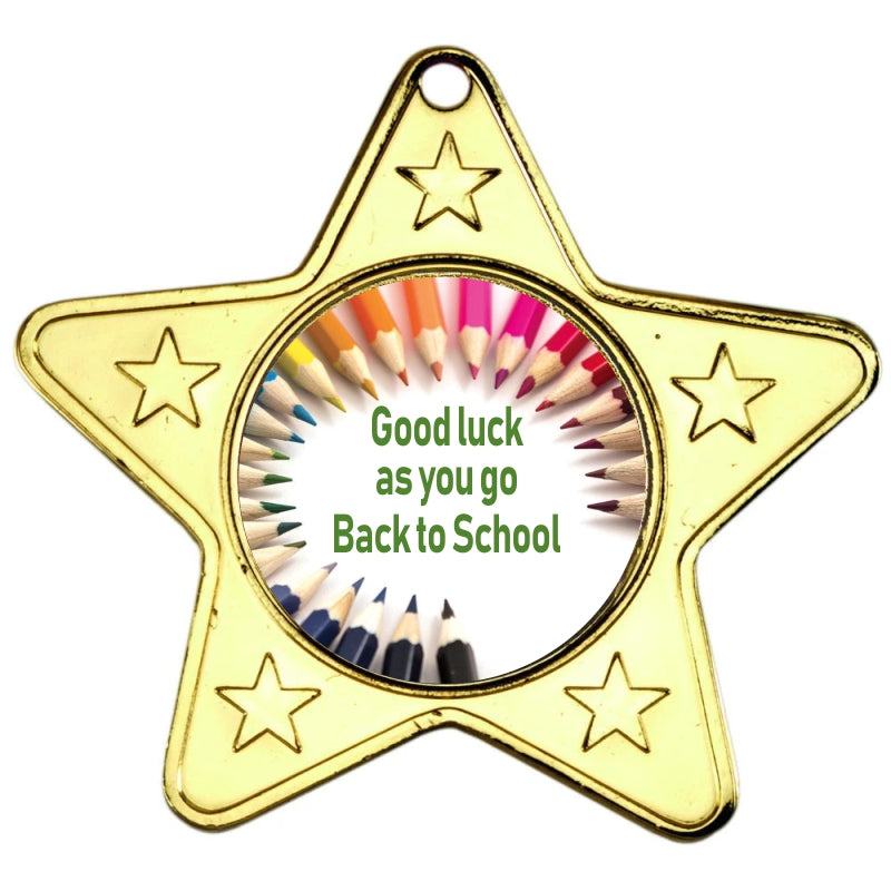 Back To School Star Shaped Medal - Gold 2in