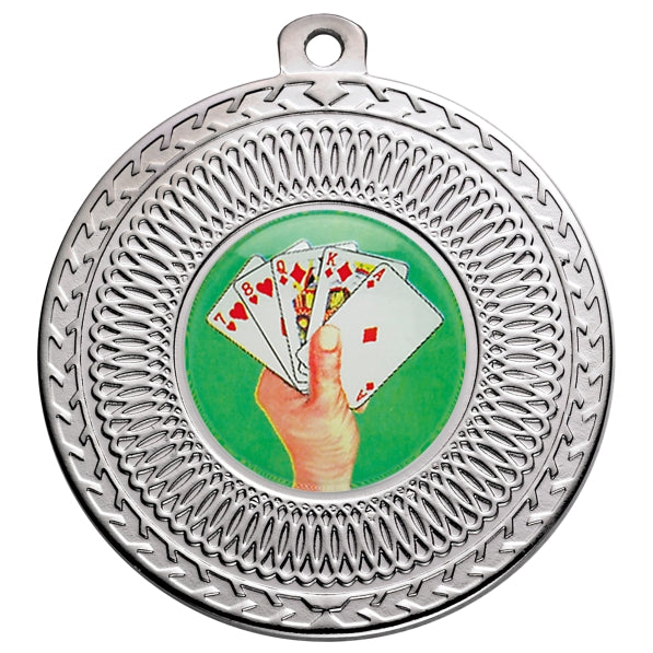 Cards Silver Swirl 50mm Medal