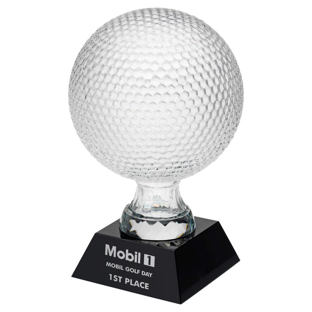 Glass Award - Golf Ball On Black Base