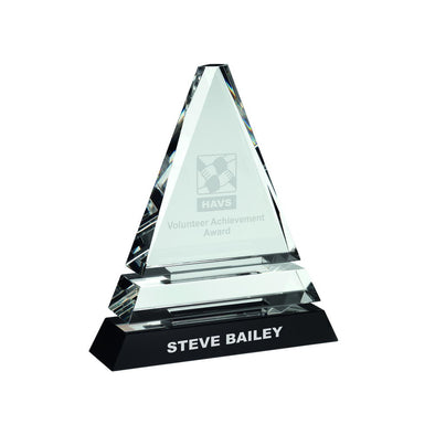 Glass Award - Pyramid On Black Base - 7.75in