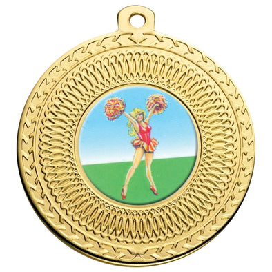 Cheerleading Gold Swirl 50mm Medal