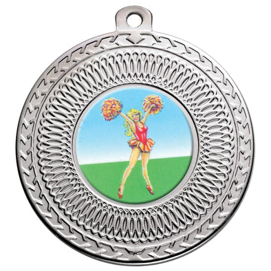 Cheerleading Silver Swirl 50mm Medal
