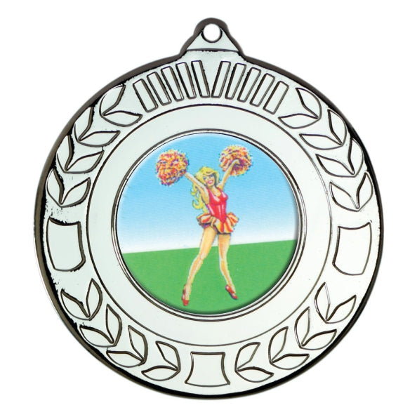Cheerleading Silver Laurel 50mm Medal