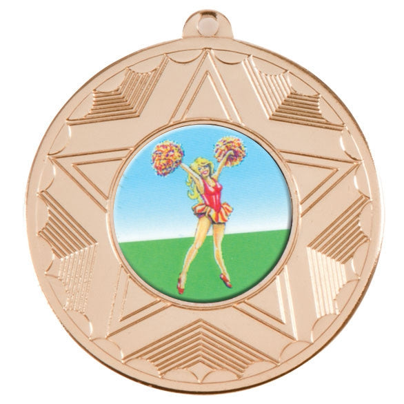 Cheerleading Gold Star 50mm Medal