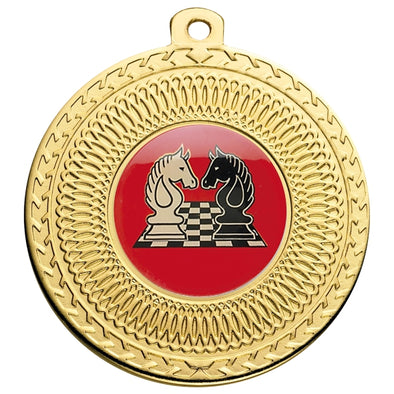 Chess Gold Swirl 50mm Medal