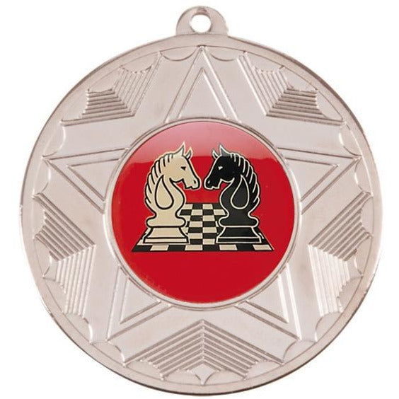 Chess Silver Star 50mm Medal