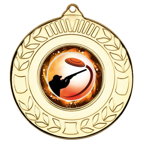 Clay Pigeon Gold Laurel 50mm Medal