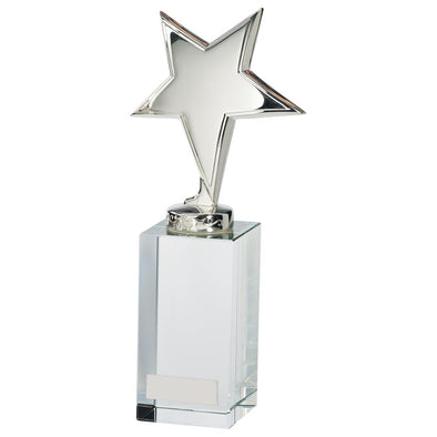 Dallas Crystal & Chrome Award on Glass Base 205mm
