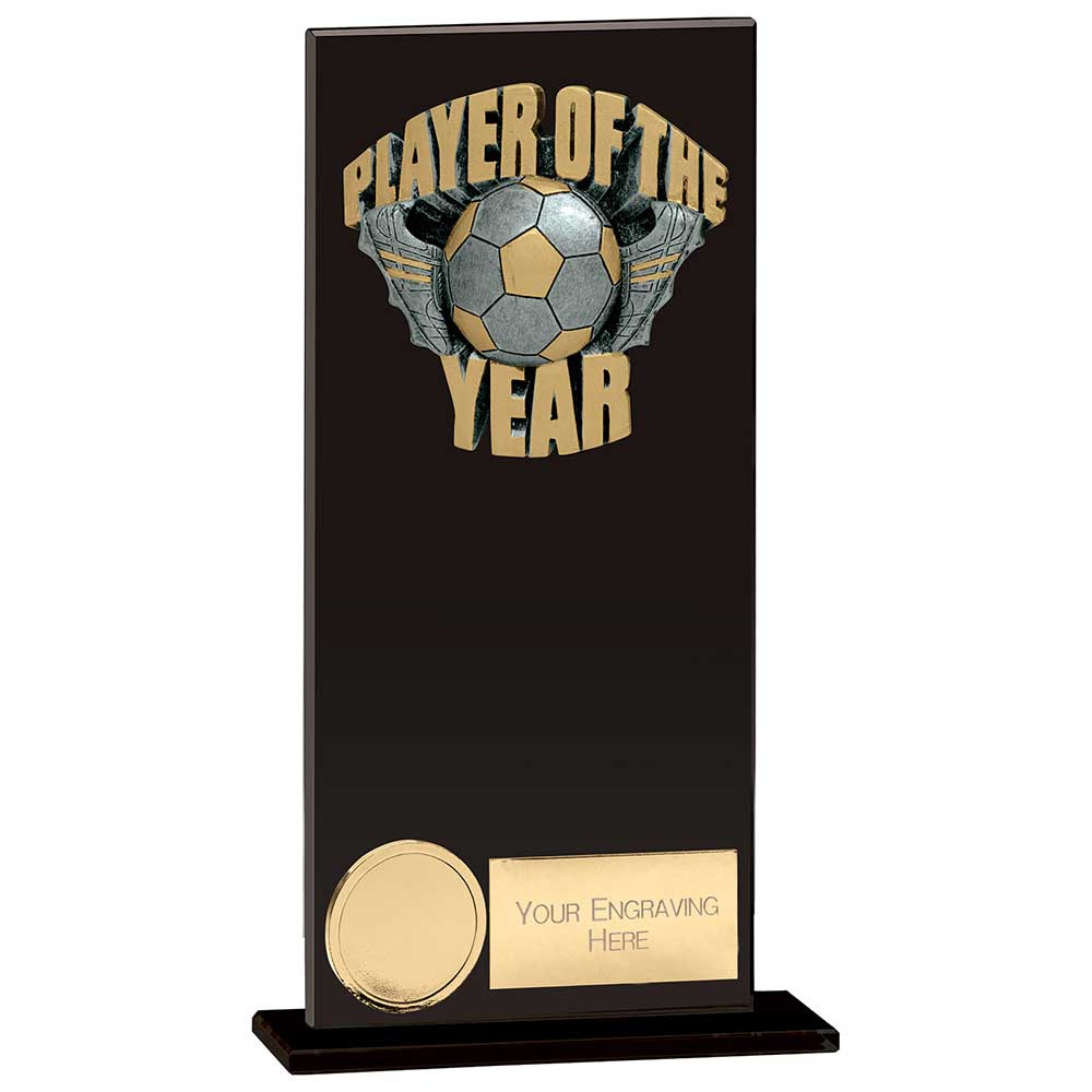 Euphoria Football Hero Player of the Year Glass Award - Jet Black