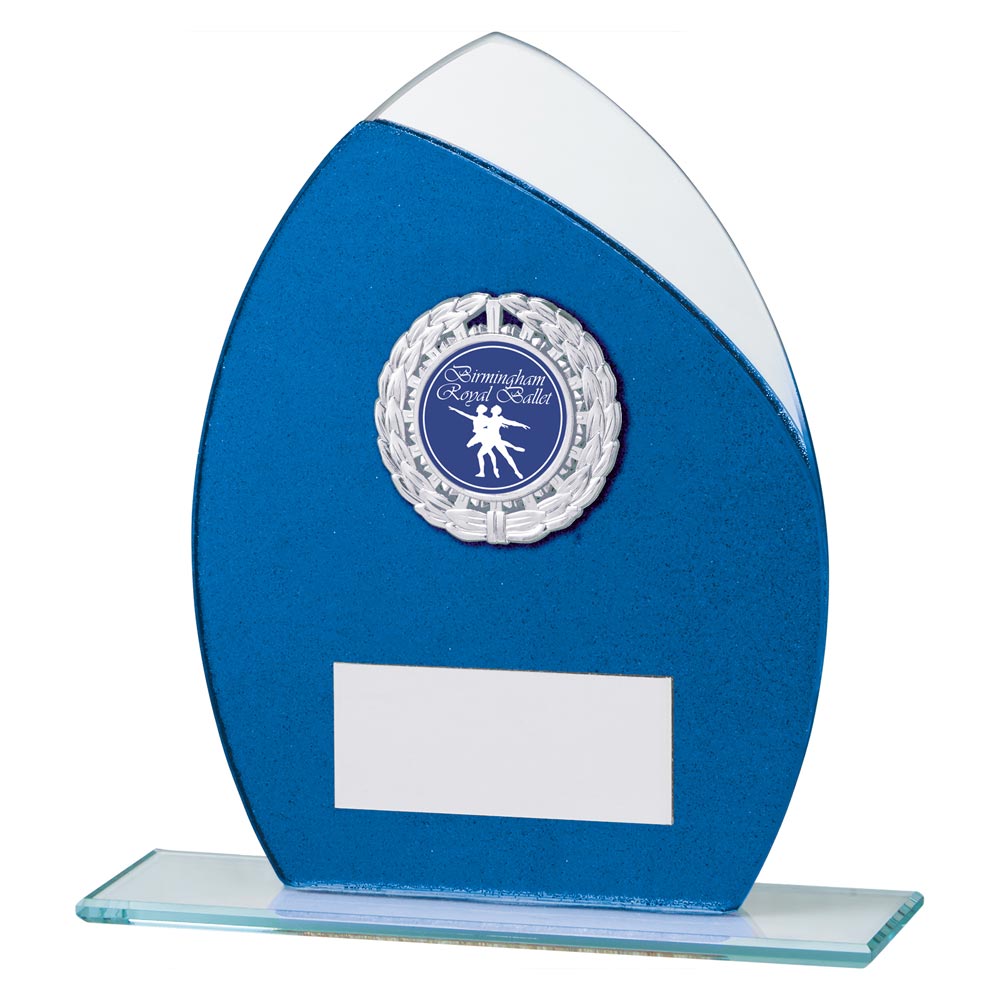 Draco Glitter Glass Award Blue