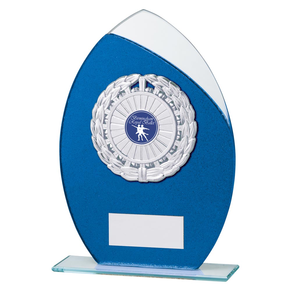 Draco Glitter Glass Award Blue