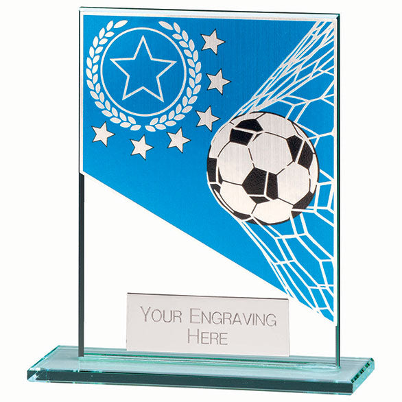 Mustang Football Blue Jade Glass Award