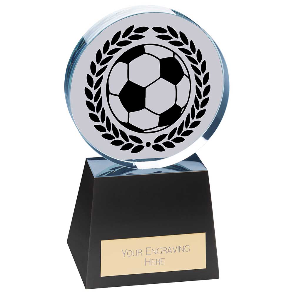 Emperor Football Crystal Award - With Personalised Plate