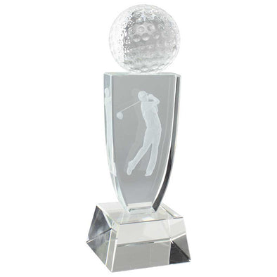 Reflex Golf Crystal Award - With Silver Engraved Plate
